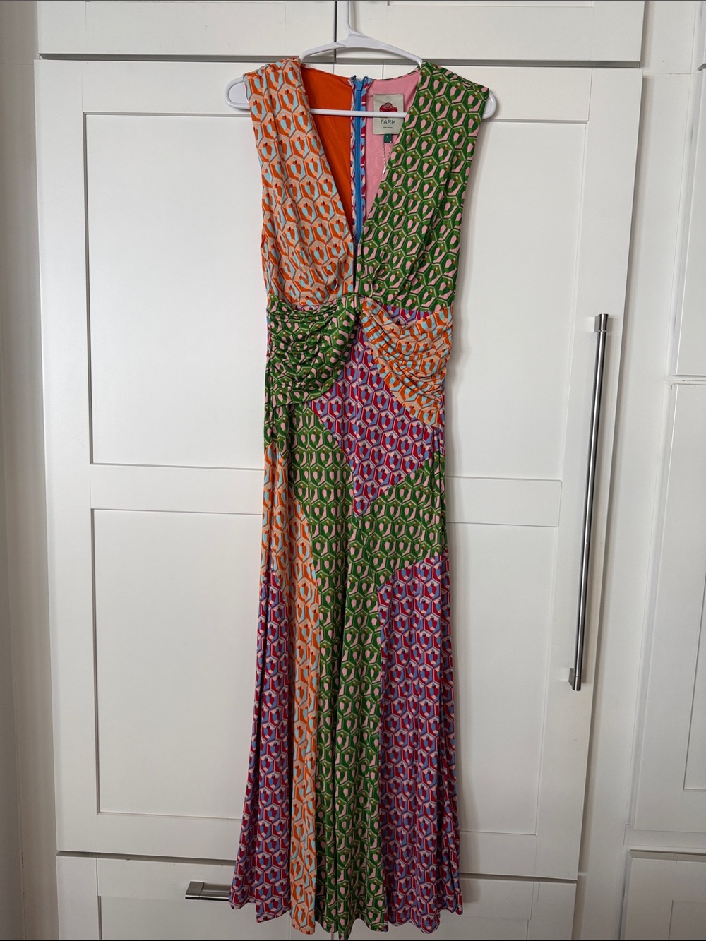 FARM Rio Multicolor Twist-Front Maxi Dress in Green, Orange, Purple and Pink